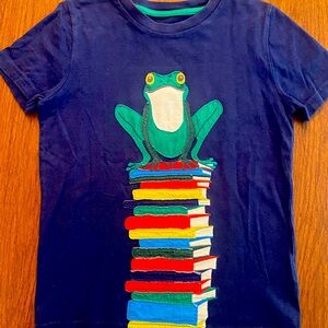 Mini Boden frog on books shirt.